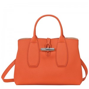 Orange Women's Longchamp Roseau M Handbags | XHIS-23915